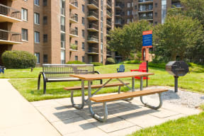 exterior courtyard and grill