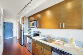 modern cabinetry at Link Apartments in Seattle, Washinton