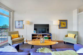 spacious living room at Link + Mural, Seattle, WA, 98126