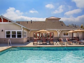Relaxing Pool Area With Sundeck, at Siena Apartments, California, 93458