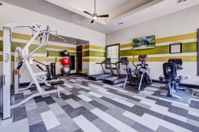 Fitness Center with cardio and weight machines