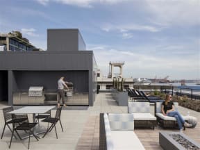 Rooftop Lounge in Daytime at 10 Clay Apartments in Seattle, WA