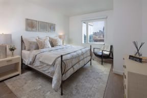 Beautiful Bright Bedroom With Wide Windows at North+Vine, Chicago, IL