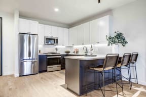 Fully Furnished Kitchen With Stainless Steel Appliances at North+Vine, Chicago, Illinois