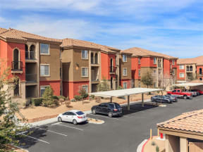 Ample Montecito Pointe Parking Area And Detached Garages Available in Las Vegas Apartment Rentals for Rent