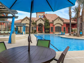 Relaxing Area By The Montecito Pointe Pool in Nevada Apartments for Rent