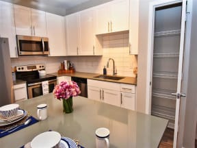 Modern Kitchen at Pointe at Lake CrabTree Apartment for Rent in Morrisville, North Carolina