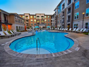 Pointe at Lake CrabTree Pool Side Relaxing Area With Sundeck in Morrisville Apartment Rentals for Rent