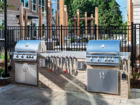 Pointe at Lake CrabTree Community Grilling Station at Pointe in Morrisville, NC Apartment Rentals