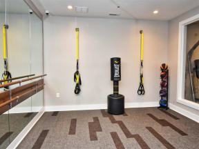Free Weights And Cardio Equipment in Pointe at Lake CrabTree Apartment Rentals in Morrisville, North Carolina