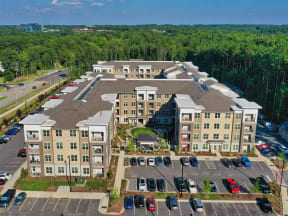 Aerial Exterior View of Pointe at Lake CrabTree Apartments in Morrisville, NC
