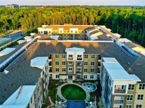 Aerial View Of Pointe at Lake CrabTree in Morrisville Apartment Homes for Rent