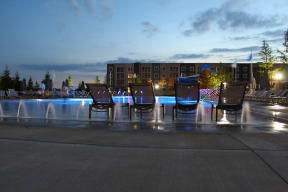night time photo of the swimming pool