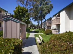 Walking Paths Between Two Apartments at Knollwood Meadows Apartments, Santa Maria, CA