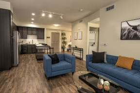 Living room and kitchen l Metro 510 Apartment for rent in Riverside Ca