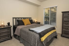 Bedroom with window l Metro 510 Apartment for rent in Riverside Ca