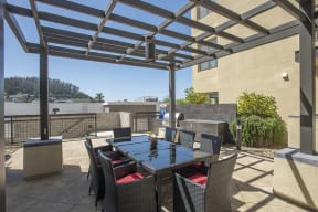 Courtyard are with seating and BBQ l Metro 510 Apartments in Riverside Ca