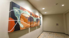 Wall art in elevator hallway