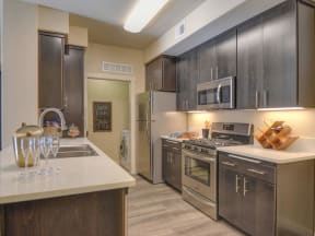Apartments for Rent in Roseville, CA - Pearl Creek Kitchen With Stainless Steel Appliances, and Modern Wood Cabinets