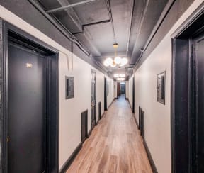 Hallway with hardwood floor view