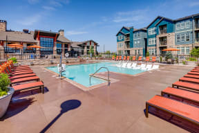 Sundeck and pool at Windsor at Pinehurst, Lakewood, Colorado