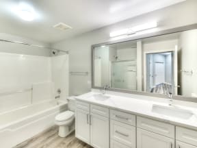 Bathroom With Adequate Storage at The MilTon Luxury Apartments, Vernon Hills, IL