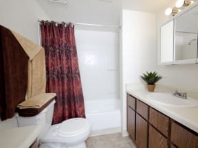 Bathroom With Bathroom Vanity at Casa Bella Apartments in Tucson, AZ