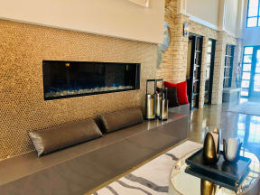 large fireplace seating area in apartments in round rock texas