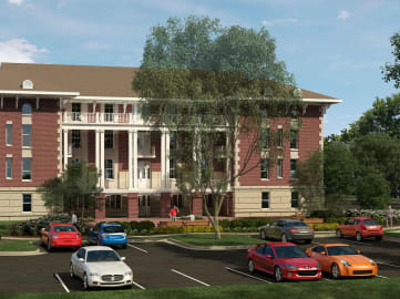 Rendering-Outside of clubhouse/parking lot