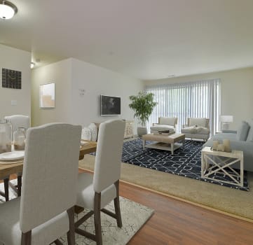 Living Room With Dining Area at Grand Bend Club Apartments, Grand Blanc, Michigan