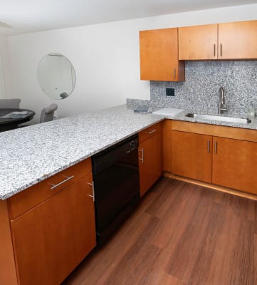 Kitchen With Custom Cabinetry at Gray Estates Apartments, MRD Conventional, St. Clair, Michigan