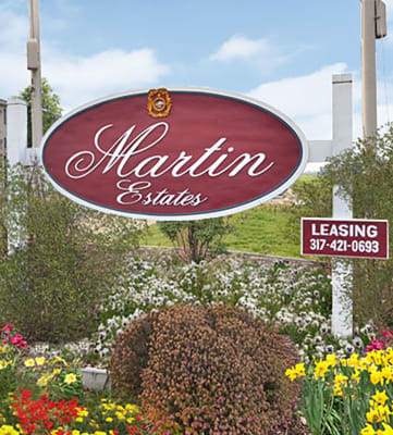 Welcome Sign at Martin Estates Apartments, Indiana