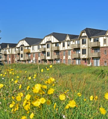 Lush Green Outdoor Spaces at Perry Place Apartments, Michigan