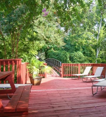 Sun deck with sitting area, at Cambridge Court Apartments, Nacogdoches, TX