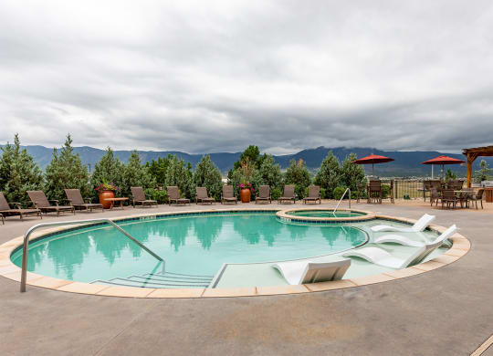pool with the mountains