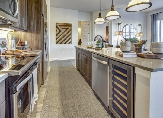 Modern Kitchen With Custom Cabinet at The Alden at Cedar Park, Texas