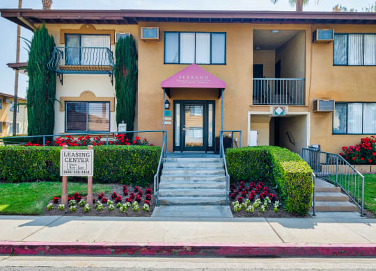 Building entrance at Serrano Apartments, West Covina, California