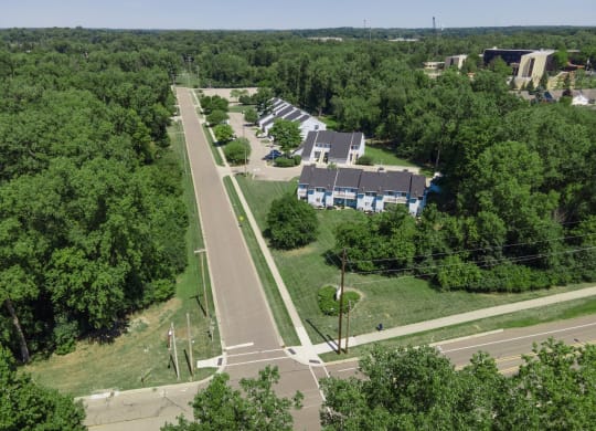 Aerial View Of Property With Surroundings at Raleigh House Apartments, MRD Apartments, East Lansing