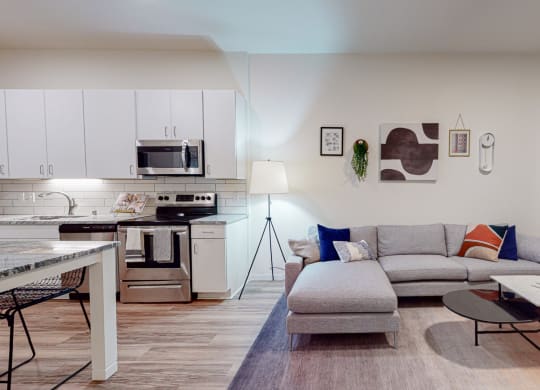 Modern Living Area at The Bessemer at Seward Commons, Minneapolis, Minnesota