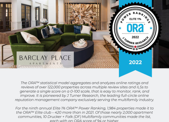 Barclay Place Apartments Elite 1% ORA 2022