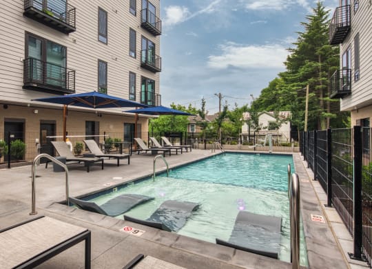Pool at  luxury apartments in Charlottesville VA