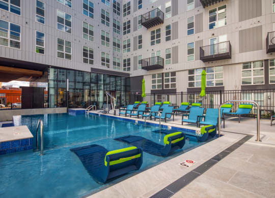 Pool seating at The Current Apartments in Richmond VA