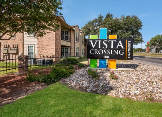 Property Entrance Sign at Vista Crossing Apartments in San Antonio, TX