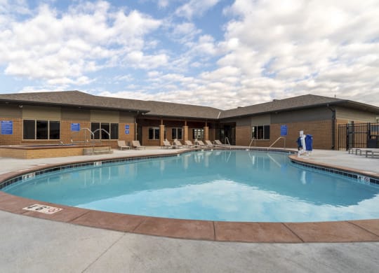 Resort-style pool at 360 at Jordan West best new apartments West Des Moines IA 50266