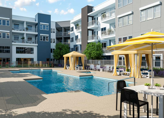 Poolside Dining Tables at Cuvee Apartments, Glendale, 85305