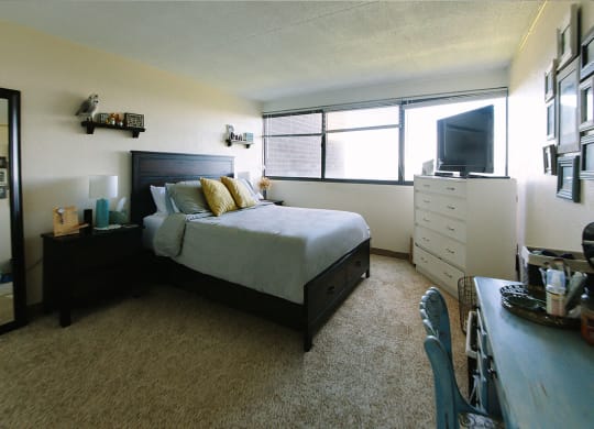 Beautiful Bright Bedroom with Desk at Walnut Towers at Frick Park, Pittsburgh