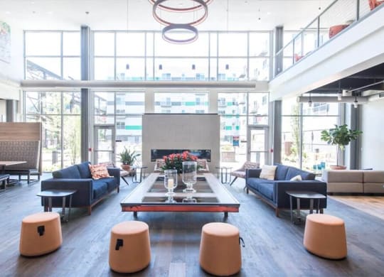 Beautiful Bright Lobby and Lounge at The Foundry at 41st New Apartments, Lawrenceville Pittsburgh