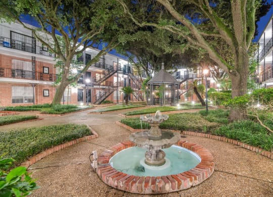 Beautiful New Orleans Style Courtyards at Allen House Apartments, Houston, TX