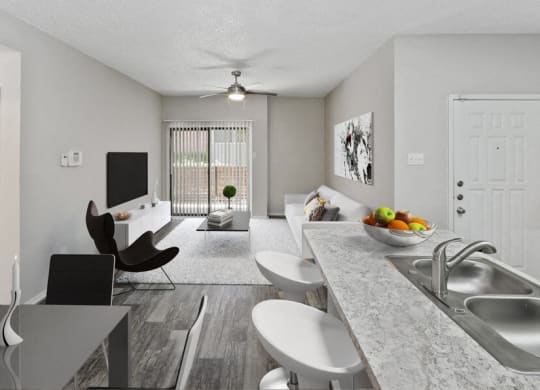 Model kitchen & dining with living room