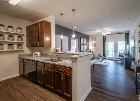 Living Room Come Kitchen View at Abberly CenterPointe Apartment Homes by HHHunt, Midlothian